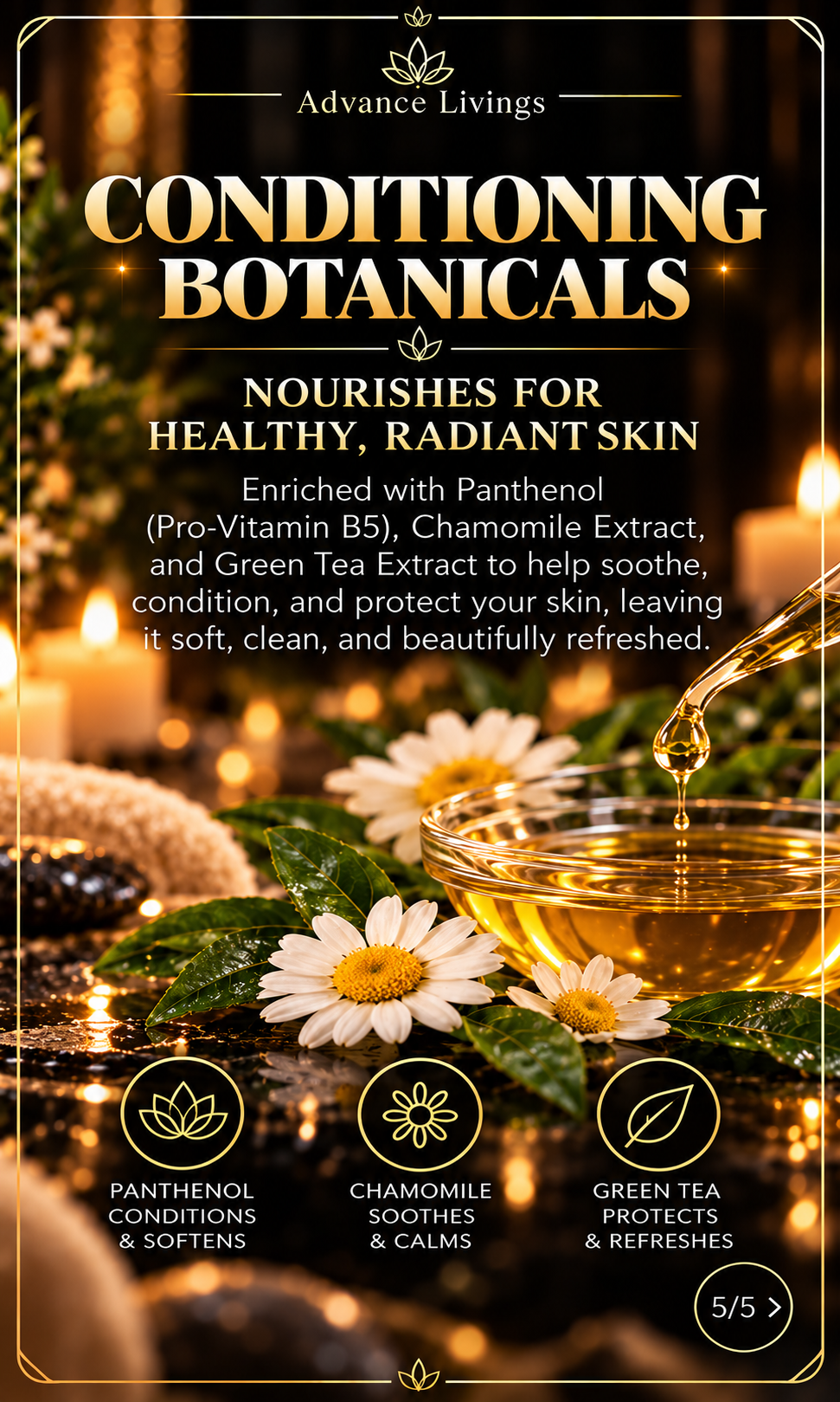 Conditioning botanicals in Cashmere Glow Body Wash