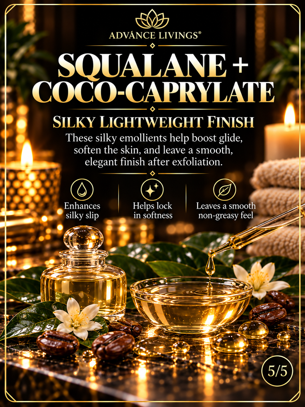 Squalane and Coco-Caprylate benefits in Coffee Bliss Body Scrub
