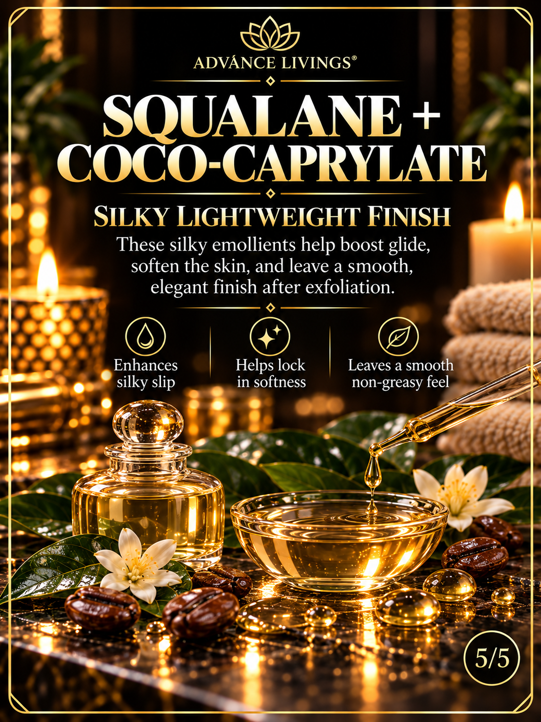 Squalane and Coco-Caprylate benefits in Coffee Bliss Body Scrub
