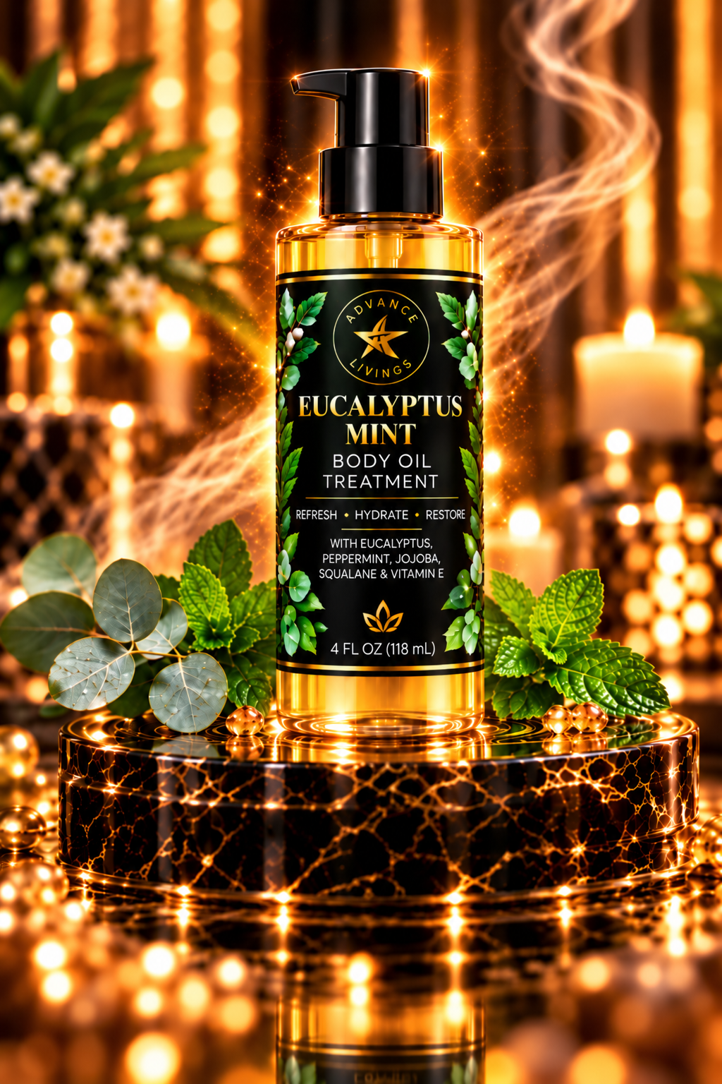 Advance Livings Eucalyptus Mint Body Oil Treatment 4 oz