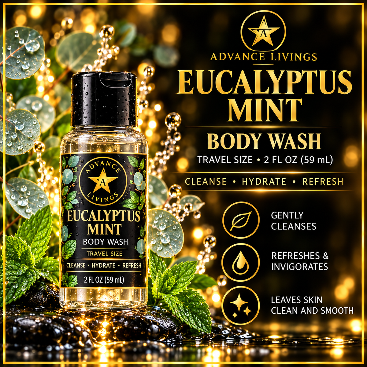 Advance Livings Eucalyptus Mint Body Wash 2 oz travel size