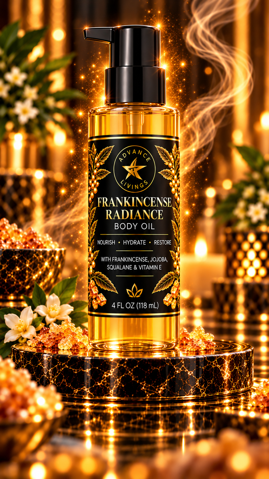 Advance Livings Frankincense Radiance Body Oil Treatment 4 oz