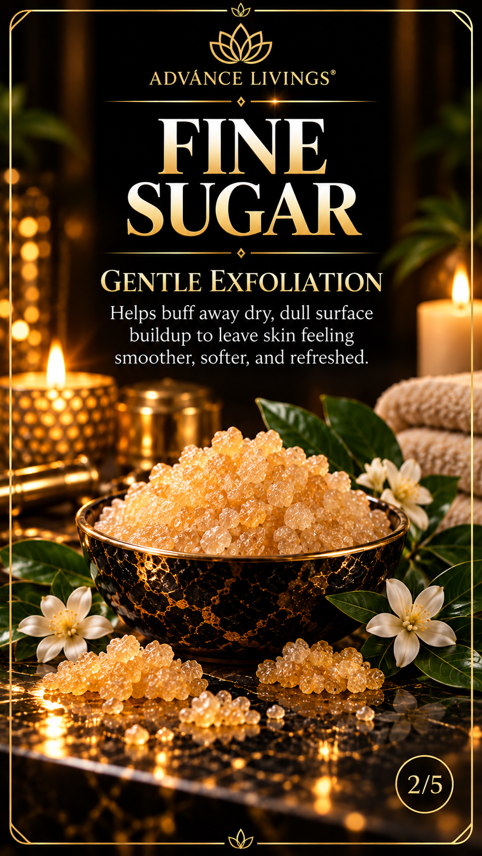 Fine sugar benefits in Frankincense Radiance Body Scrub
