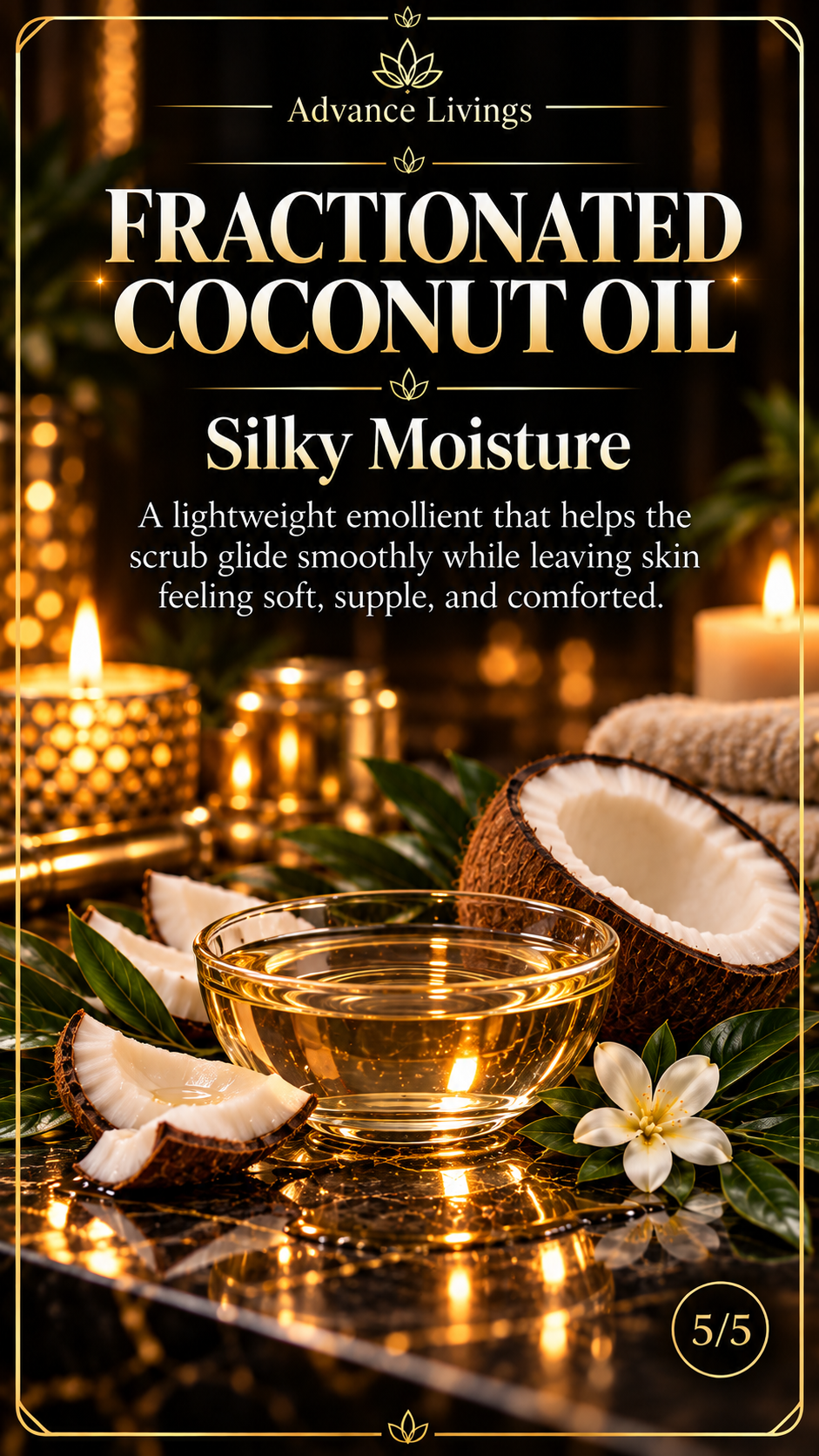 Fractionated coconut oil benefits in Frankincense Radiance Body Scrub