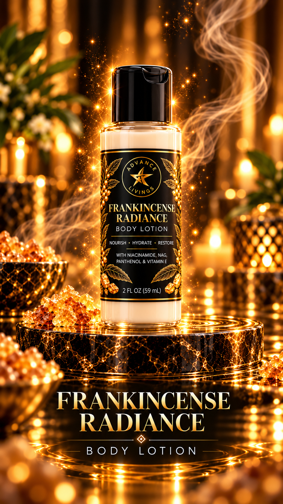 Advance Livings Frankincense Radiance Body Lotion 2 oz travel size