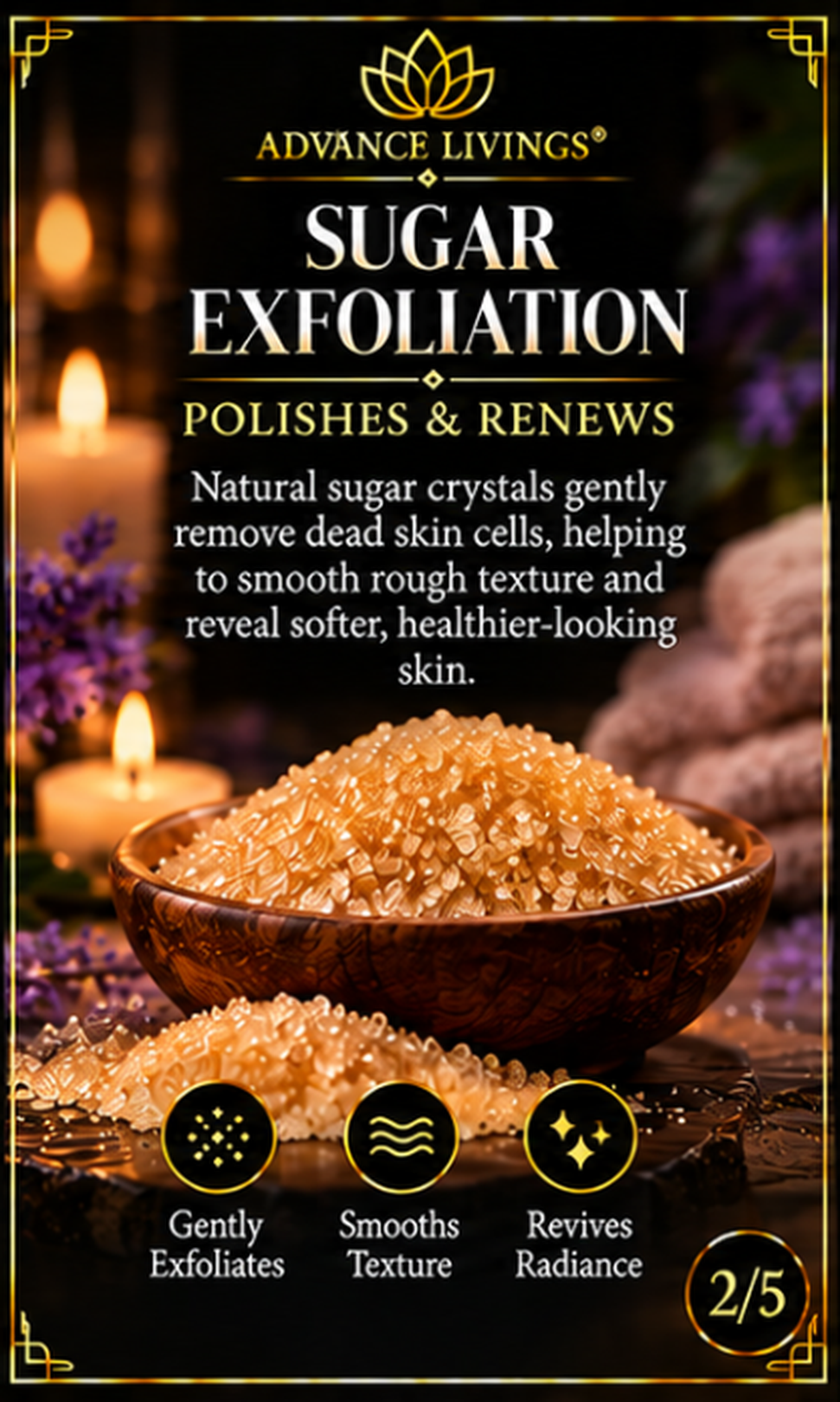Sugar exfoliation benefits in Lavender Solivane Body Scrub