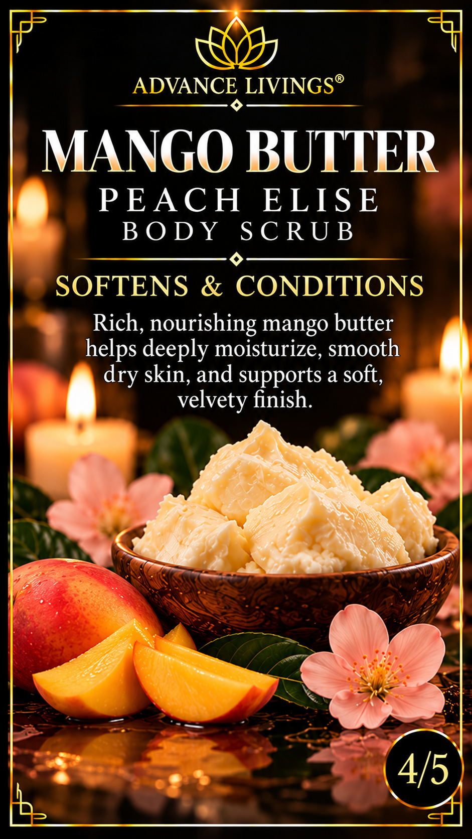 Mango butter benefits in Peach Elise Body Scrub