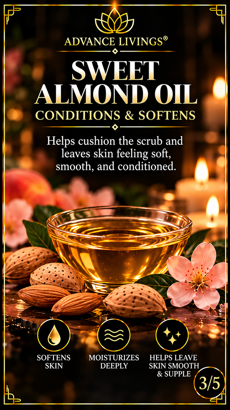 Sweet almond oil benefits in Peach Elise Body Scrub