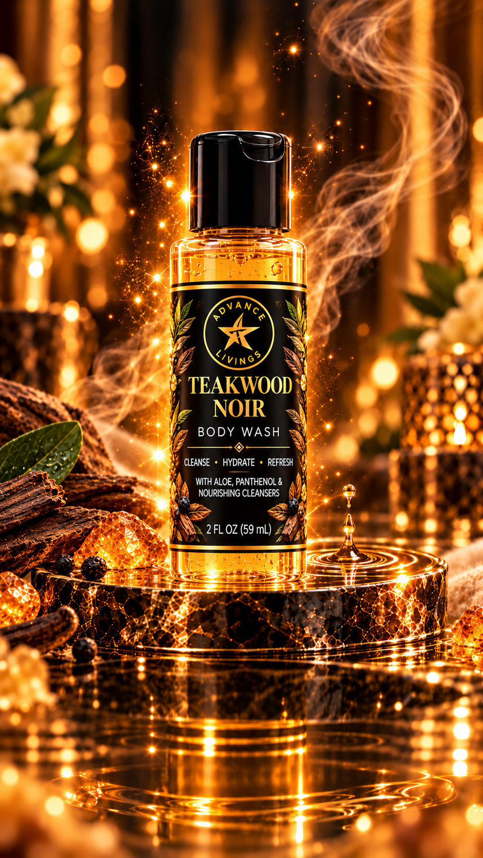 Advance Livings Teakwood Noir Body Wash 2 oz