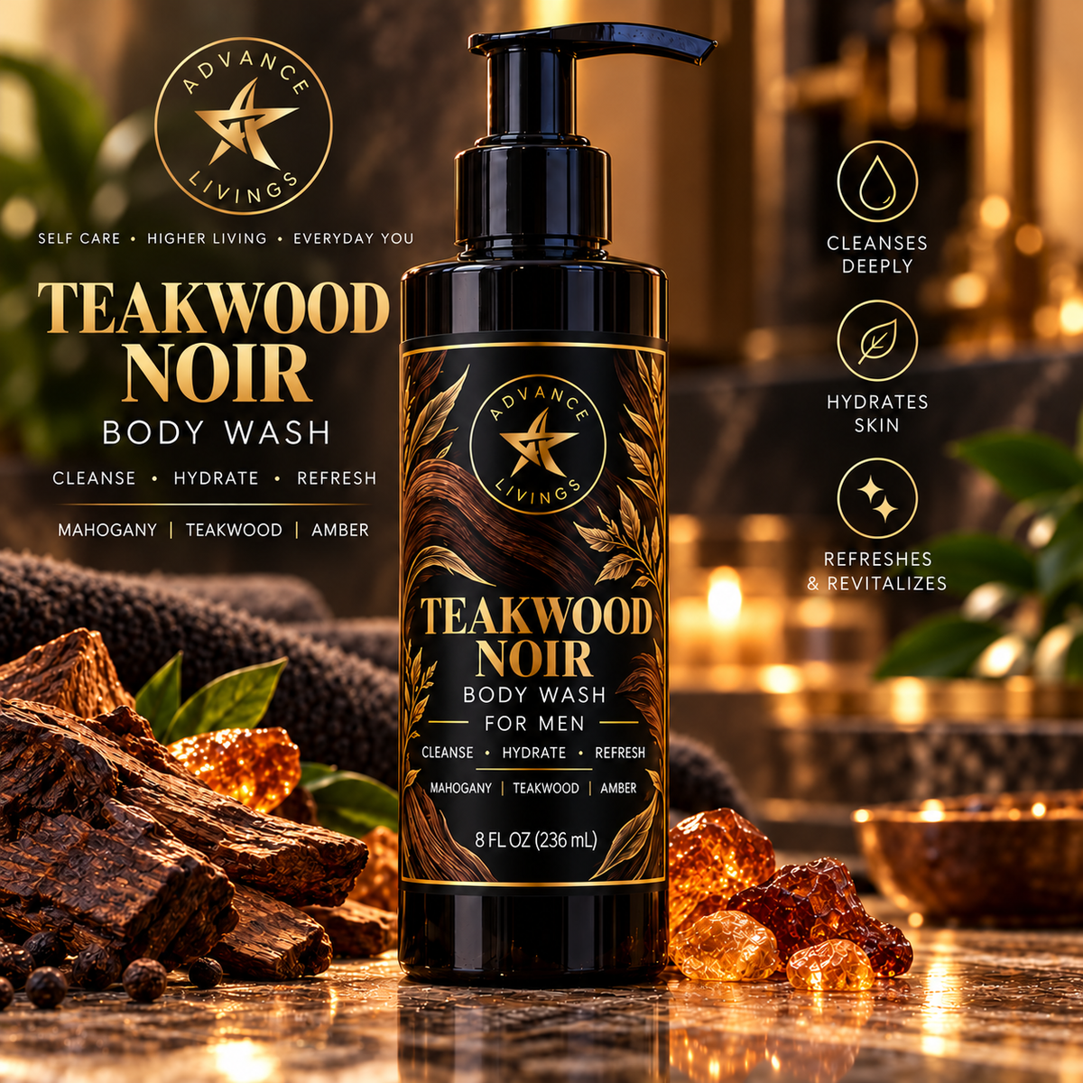 Advance Livings Teakwood Noir Body Wash for Men