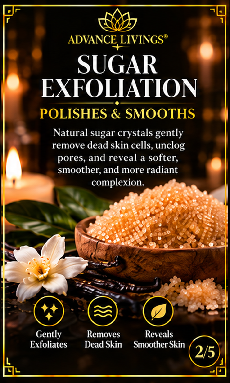 Sugar exfoliation benefits in Vanilla Bellune Body Scrub